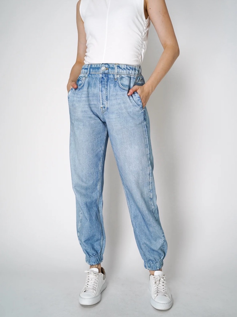 Rag & Bone Kacy Miramar Light Blue Jogger Jeans Elastic Hem Size Xxs